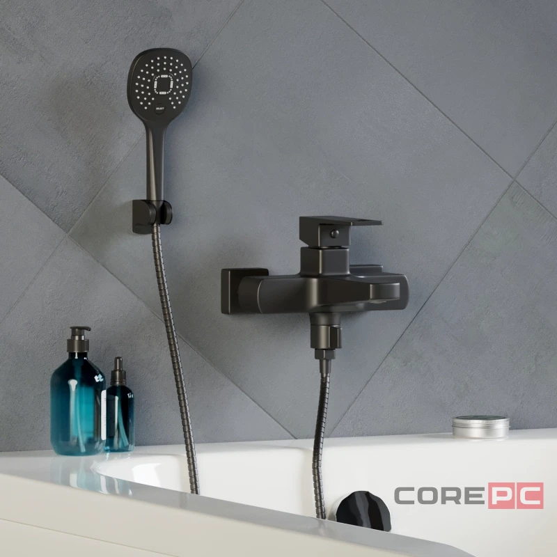 Смеситель для ванны MIXLINE МЛ34-01/ML34-01, рычажное управление, цвет черный