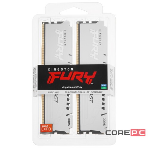 Оперативная память 32 Gb 5600 MHz Kingston FURY Beast AMD White (KF556C36BWEK2-32)