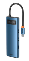 Адаптер Baseus 8 в 1 Metal Gleam Series Multi-functional Type-C HUB (Blue) (WKWG000103)