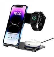 Беспроводное зарядное устройство Mutural T05 Magnetic Foldable 3 в1 15W (черный)