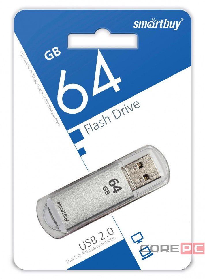 USB флеш накопитель Smartbuy 64GB V-Cut Silver (SB64GBVC-S)