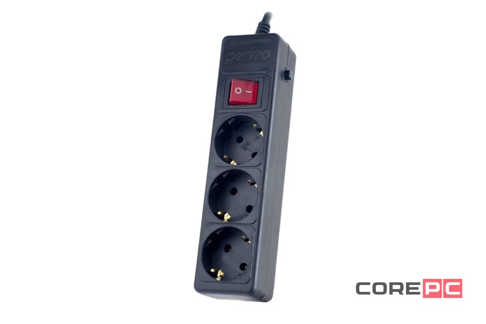 Сетевой фильтр Perfeo Power+ (PF-PP-3/1,8-B) 1.8м/3 розетки черный