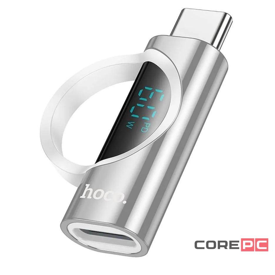 Переходник Hoco UA32A Type-C (папа) на Lightning (мама) серебристый