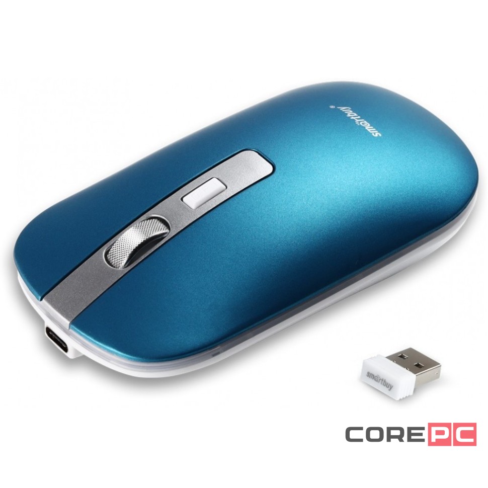 Мышь беспроводная с зарядкой от USB Smartbuy 402CAG синий металлик (SBM-402CAG-B)