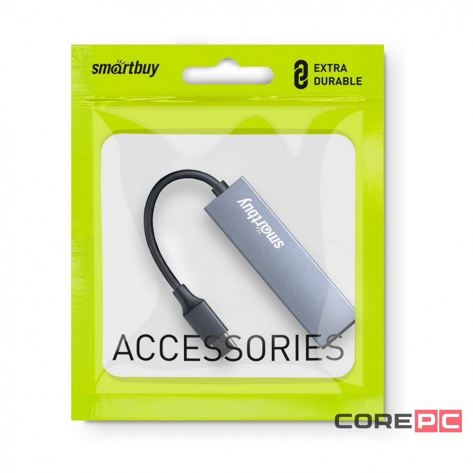 USB-C хаб Smartbuy 460С 2 USB3.0 (SBHA-460С-G) серый