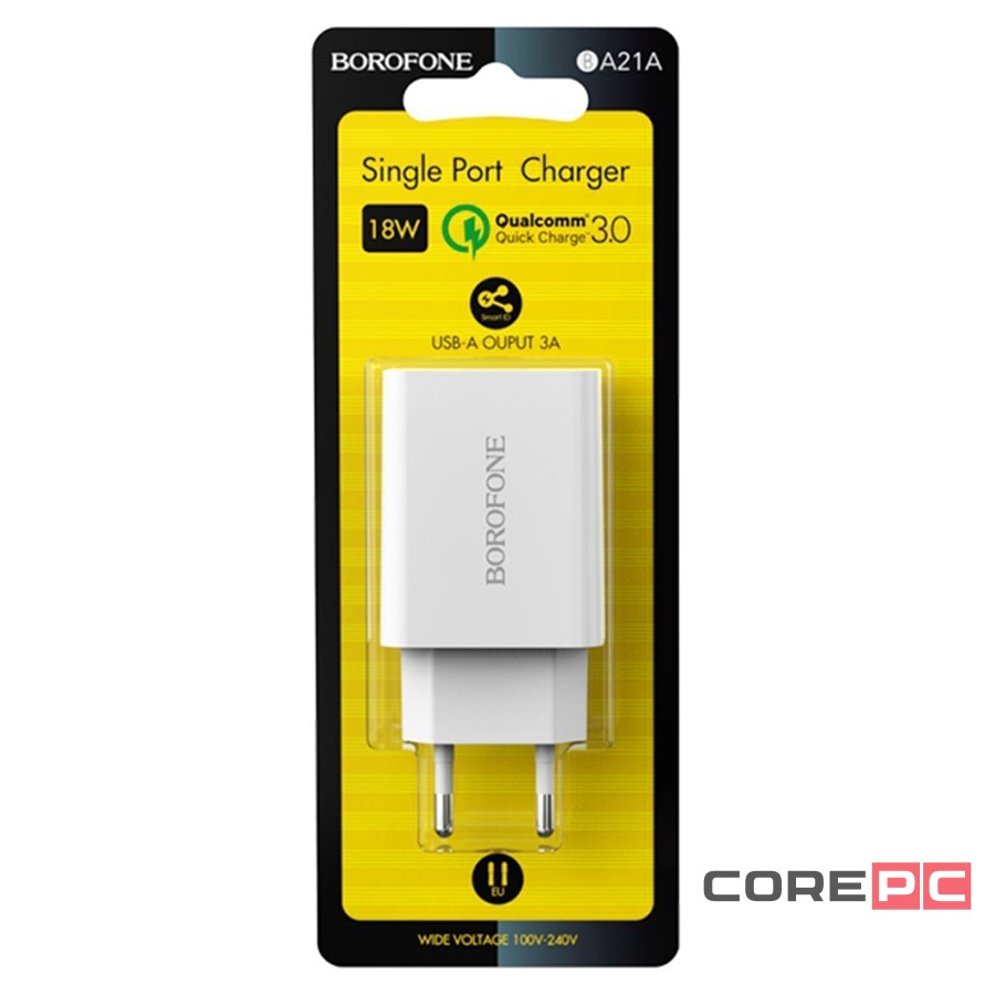 Сетевое зар. устр. Borofone BA21A QC3.0 3A 18W белое