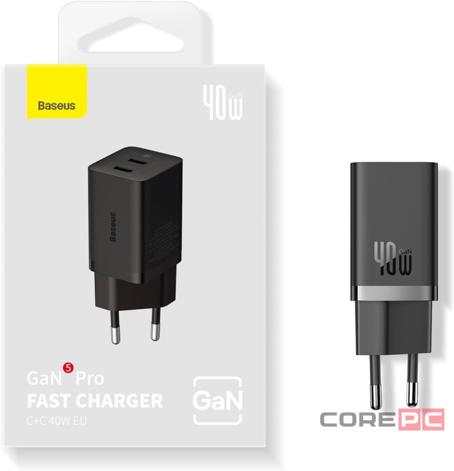 Сетевое зар. устр. Baseus GaN5 Pro Fast Charger C+C 40W CCGP180101 черное