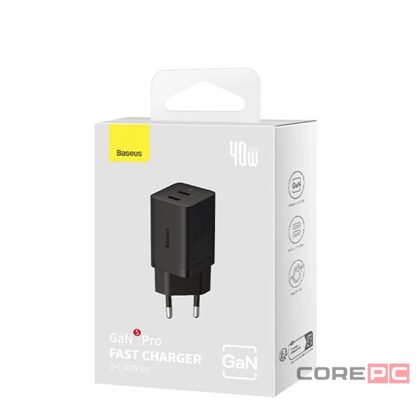 Сетевое зар. устр. Baseus GaN5 Pro Fast Charger C+C 40W CCGP180101 черное