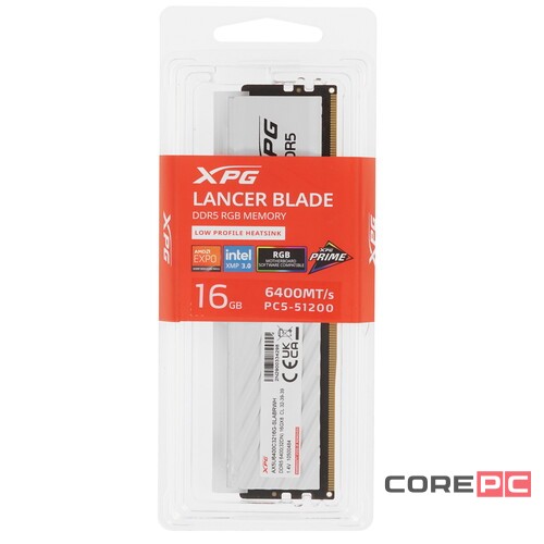 Оперативная память 16 Gb 6400 MHz ADATA XPG LANCER Blade RGB White (AX5U6400C3216G-SLABRWH)