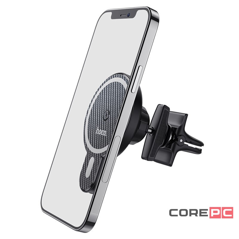 Держатель c беспроводной зарядкой в воздуховод Hoco CA85 15W магнитный черный