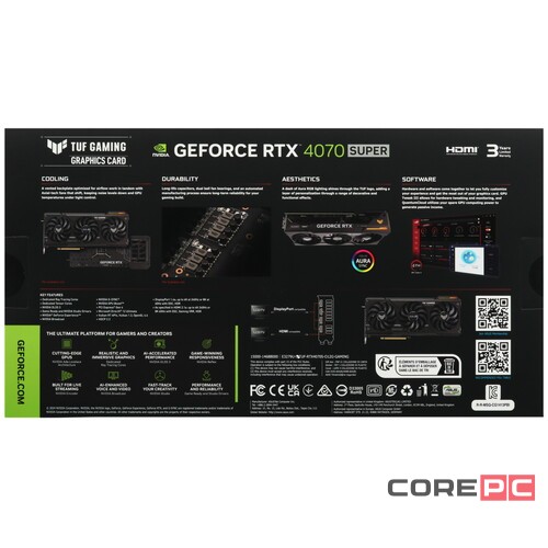 Видеокарта ASUS (TUF-RTX4070S-O12G-GAMING) GeForce RTX 4070 SUPER 12GB TUF GAMING OC 90YV0K80-M0NA00