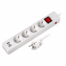 Сетевой фильтр c USB+Type C, 16А, 4 гнезда, c з/ш, с з/к, ПВС, 3 м, белый (SBSP-30C-W)