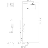 Душевая система Haiba 35к HB24803-7 лейка тропический душ НЕРЖ/черный
