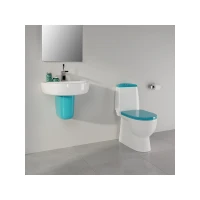 Унитаз компакт Sanita luxe WC.CC/Best/2-DM/TUR.G/S1 с сиденьем, микролифт, цвет белый/бирюзовый