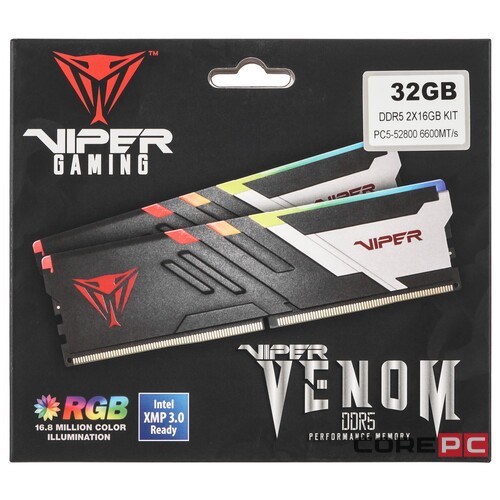 Оперативная память 32 Gb 6600 MHz PATRIOT VIPER VENOM RGB (PVVR532G660C34K)
