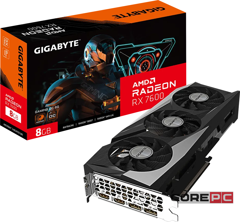 Видеокарта Gigabyte (GV-R76GAMING OC-8GD 1.1) Radeon RX 7600 8GB GAMING OC
