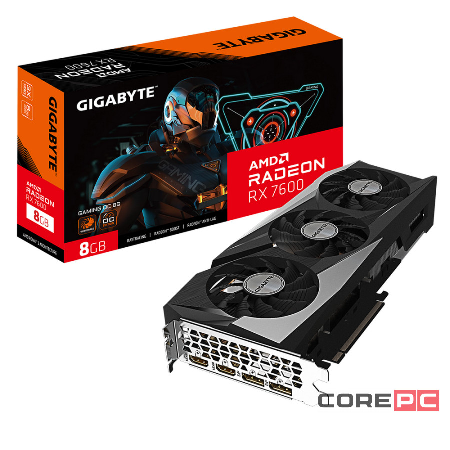 Видеокарта Gigabyte (GV-R76GAMING OC-8GD 1.1) Radeon RX 7600 8GB GAMING OC
