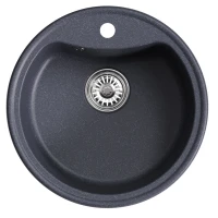 Мойкa МЛ-ГМ09 (ML-GM09) КОМФОРТ круглая, антрацит (343), 510 мм (глуб. чаши 190)