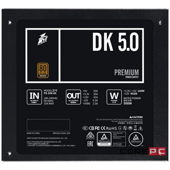 Блок питания 1STPLAYER 500W DK PREMIUM Black (PS-500AX)