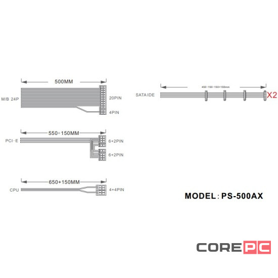 Блок питания 1STPLAYER 500W DK PREMIUM Black (PS-500AX)