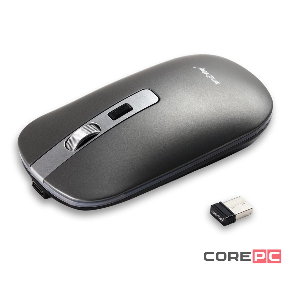 Мышь беспроводная с зарядкой от USB Smartbuy 402CAG серый металлик (SBM-402CAG-G)