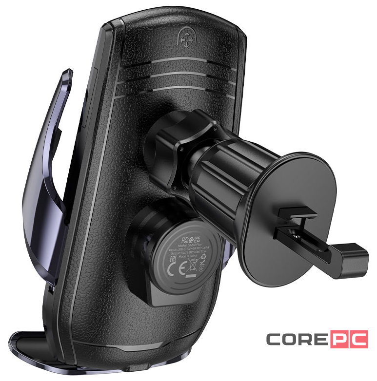 Держатель c беспроводной зарядкой в воздуховод Hoco CA202 Plus 15W черный