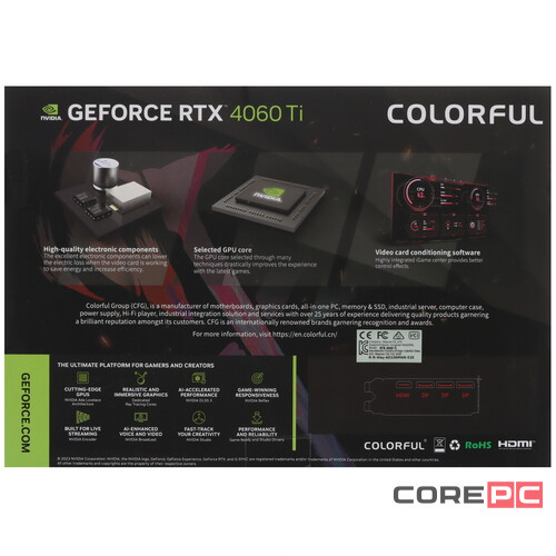 Видеокарта Colorful (RTX 4060 Ti NB DUO 16GB-V) GeForce RTX 4060 Ti 16GB NB DUO 16GB-V