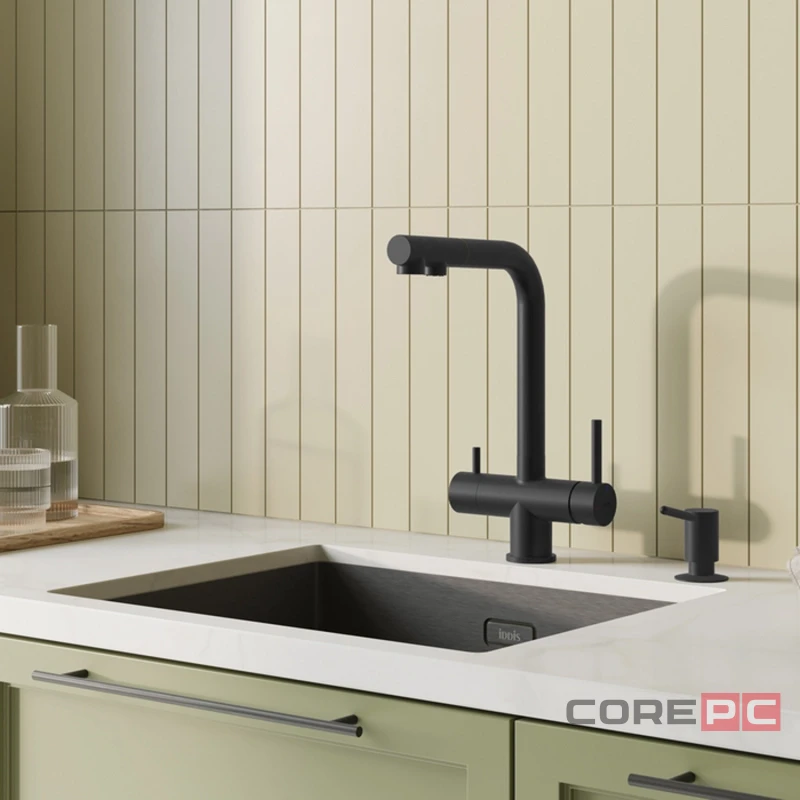 Смеситель для кухни Iddis UMBBLPFi05, рычажное управление, цвет черный матовый