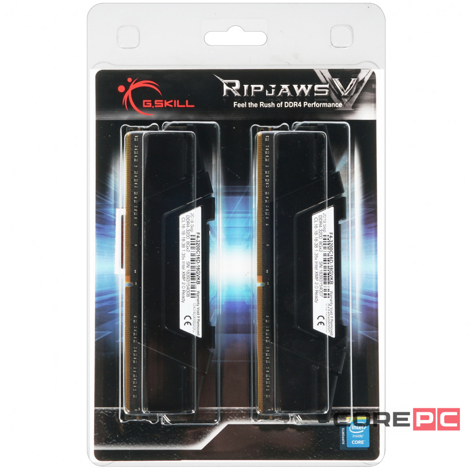 Оперативная память 16 Gb 3200 MHz G.Skill RIPJAWS V (F4-3200C16D-16GVKB)