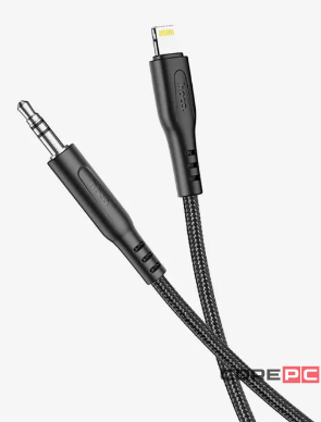 Кабель Hoco UPA18 Digital audio (3.5mm) на (Lightning) 100см нейлоновая оплетка (черный)