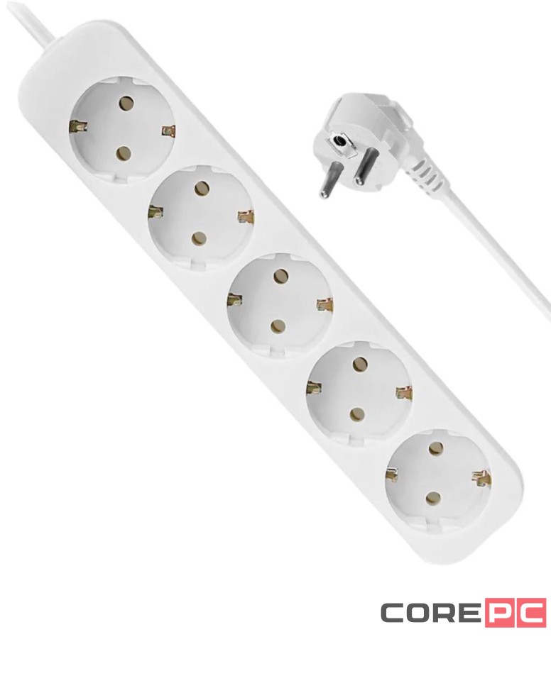 Сетевой фильтр Defender E518, 10А, 2200 Вт, 5 розеток, длина 1,8 м, белый