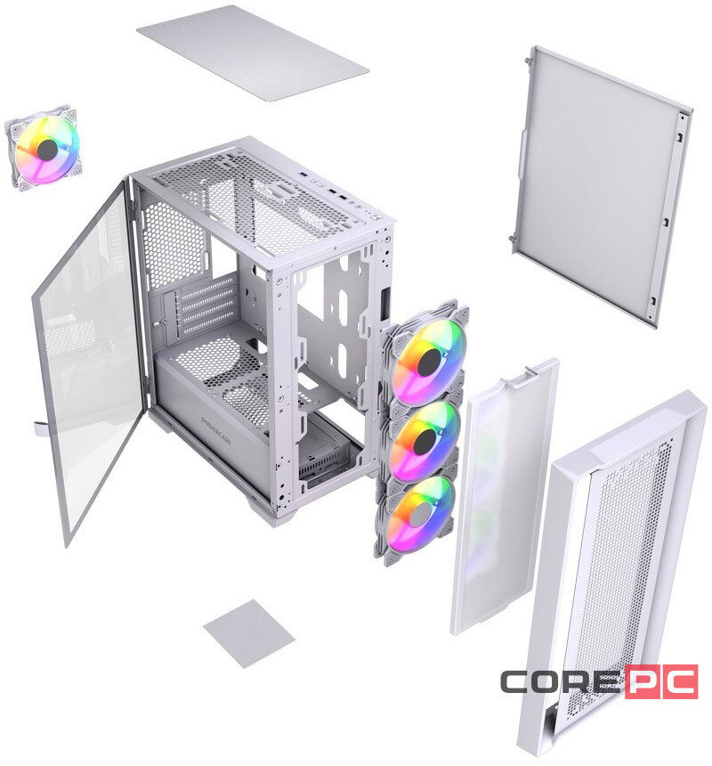 Компьютерный корпус Powercase ByteFlow Micro LE ARGB White (CAMBFW-A4-LE)