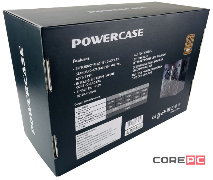 Блок питания Powercase 600W PB600 Black (PS-600B-DC)