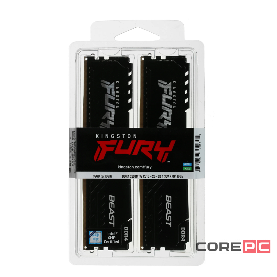 Оперативная память 32 Gb 3200 MHz Kingston FURY Beast Black (KF432C16BB1K2/32WP)