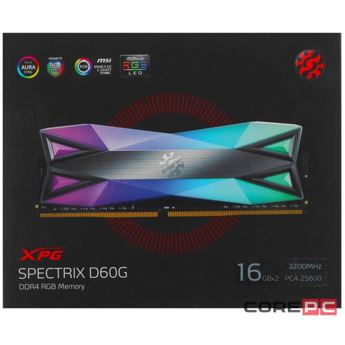 Оперативная память 32 Gb 3200 MHz ADATA XPG SPECTRIX D60G Grey RGB (AX4U320016G16A-DT60)