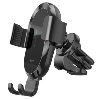 Держатель c беспроводной зарядкой в воздуховод Hoco CA105 15W магнитный черный