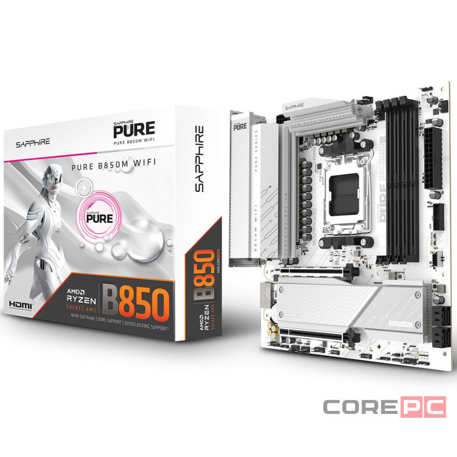 Материнская плата Sapphire B850M PURE WIFI White (52123-02-40G)