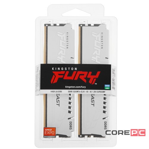 Оперативная память 64 Gb 5200 MHz Kingston FURY Beast White (KF552C36BWEK2-64)