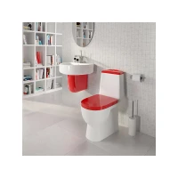 Унитаз компакт Sanita luxe WC.CC/Best/2-DM/RED.G/S1 с сиденьем, микролифт, цвет белый/красный