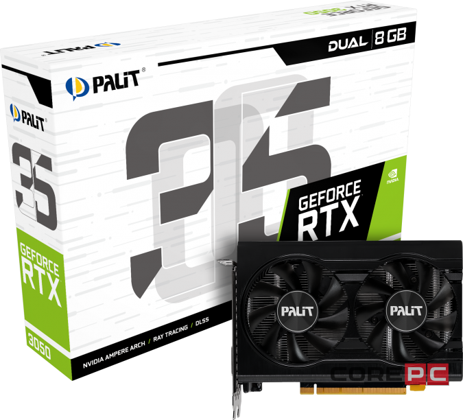 Видеокарта Palit (NE63050018P1-1070D V1) GeForce RTX 3050 8GB DUAL 8GB V1