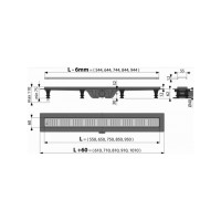 Трап линейный комбинированный Simple APZ10-850M/AG100401850 гор.отвод,решетка в компл., нержавеющая сталь