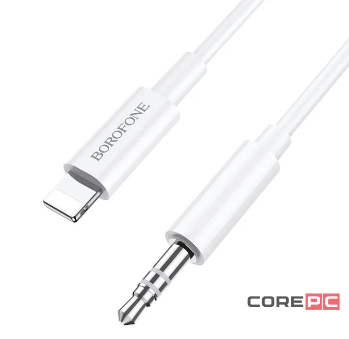 Кабель Borofone BL9 Digital audio (AUX 3.5mm) на (Lightning) 100см силиконовый (белый)