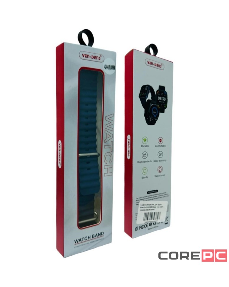Сменный браслет для Apple Watch 42/44/45/49мм Ven-Dens силиконовый синий