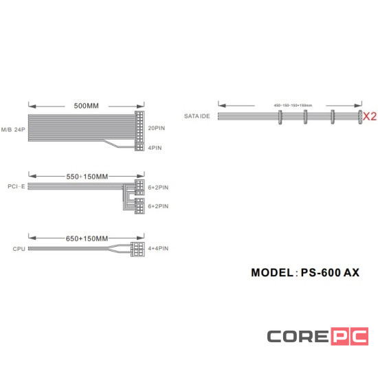 Блок питания 1STPLAYER 600W DK PREMIUM Black (PS-600AX)