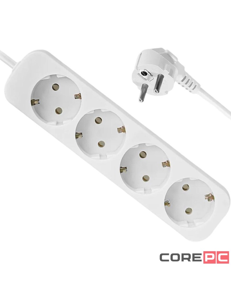 Сетевой фильтр Defender E418, 10А, 2200 Вт, 4 розетки, длина 1,8 м, белый