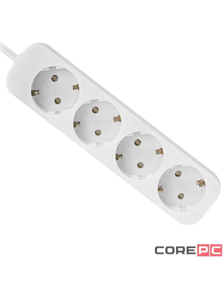 Сетевой фильтр Defender E418, 10А, 2200 Вт, 4 розетки, длина 1,8 м, белый