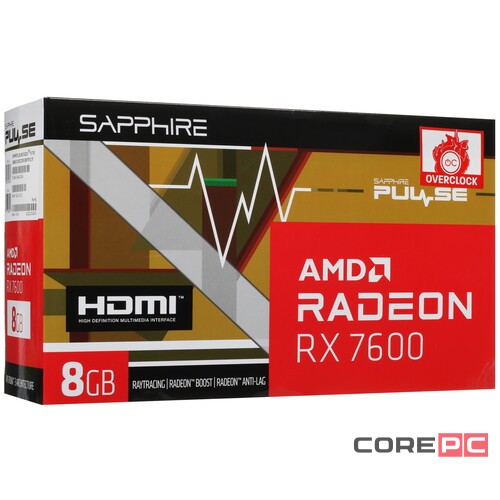 Видеокарта Sapphire (11324-01-20G) Radeon RX 7600 8GB PULSE