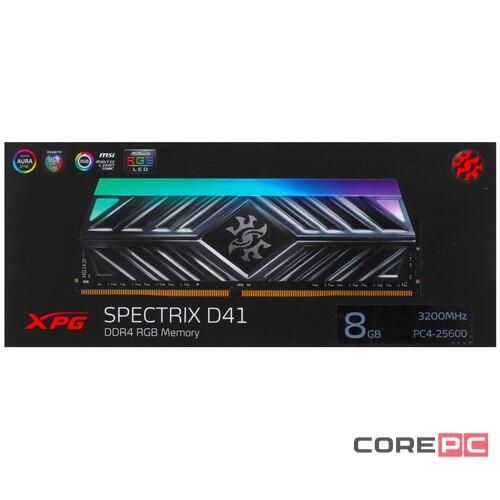 Оперативная память 8 Gb 3200 MHz ADATA XPG SPECTRIX D41 RGB Grey (AX4U32008G16A-ST41)
