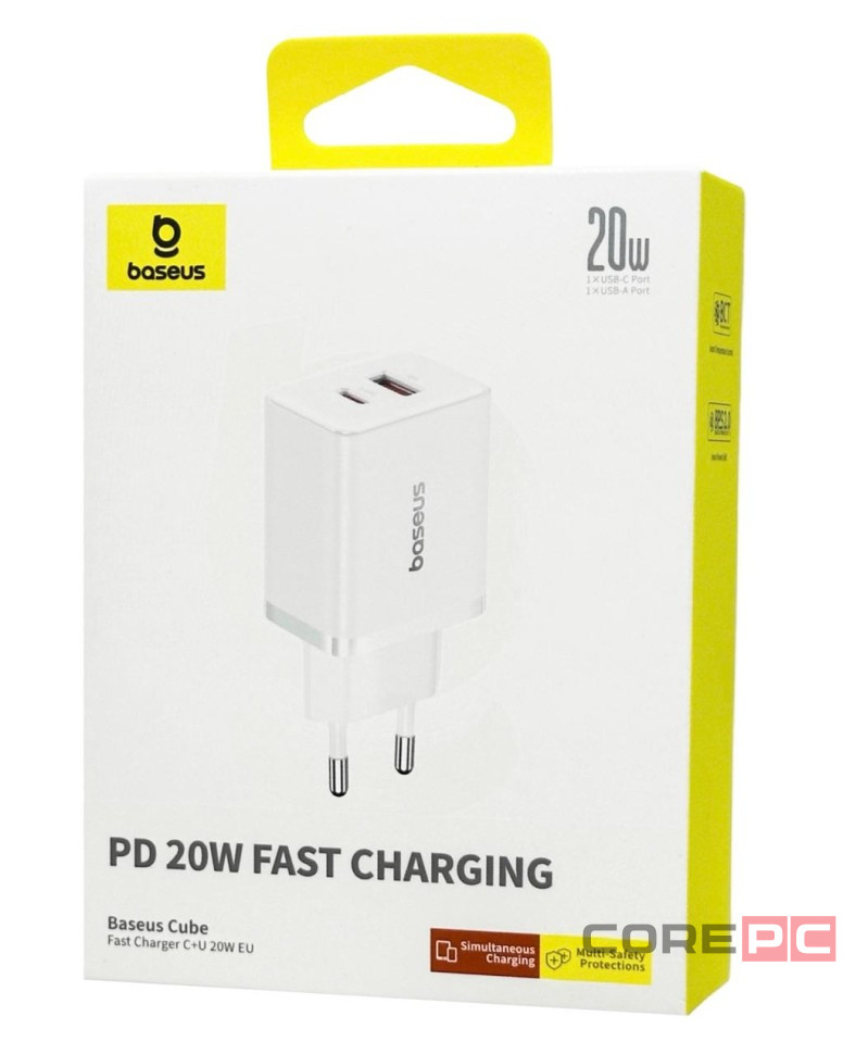 Сетевое зар. устр. Baseus Cube Fast Charger 1USB/1C P10111403213-00 белое