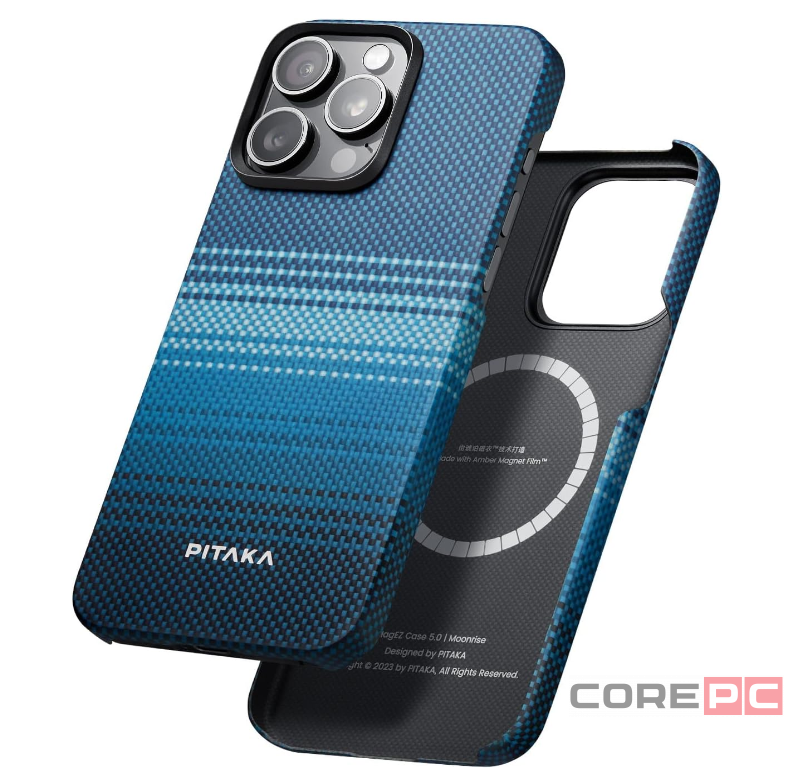 Накладка для i-Phone 15 Pro 6.1" Pitaka Magez Case 5 Aramid Fiber Лунный рис (moonrise)
